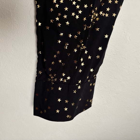 Solitaire Star Print Tunic/Mini Dress Size XL NEW Black Gold Metallic Button Up - Picture 5 of 12